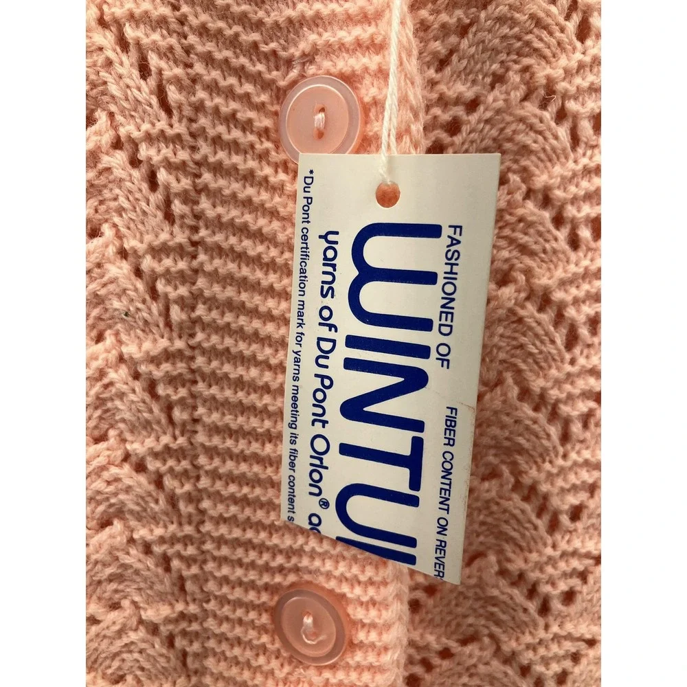 Vintage Wintuk Cardigan Sweater‎ Womens Medium Peach Button Front Made USA 90s